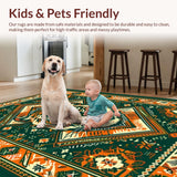 Ultra Soft Area Rug, Non Slip, Stain Resistant, Washable Area Rugs for Living Room, Bedroom, Artistic Green Jungle Vibes(Orange)