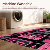 Ultra Soft Area Rug, Non Slip, Stain Resistant, Washable Area Rugs for Living Room, Bedroom, Dynamic Colorful Music Visual(Pink)