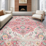 Ultra Soft Area Rug, Non Slip, Stain Resistant, Washable Area Rugs for Living Room, Bedroom, Dreamy Soft Pink Vintage Design(Pink)