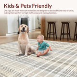 Ultra Soft Area Rug, Non Slip, Stain Resistant, Washable Area Rugs for Living Room, Bedroom, Sophisticated Beige Textured Pattern(Beige)
