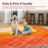Ultra Soft Area Rug, Non Slip, Stain Resistant, Washable Area Rugs for Living Room, Bedroom, Rustic Textured Sunset Hue Pattern(Yellow)