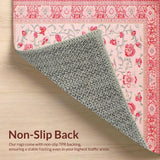 Ultra Soft Area Rug, Non Slip, Stain Resistant, Washable Area Rugs for Living Room, Bedroom, Unique Artistic Floral Embellishment(Pink)