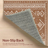 Ultra Soft Area Rug, Non Slip, Stain Resistant, Washable Area Rugs for Living Room, Bedroom, Machine Washable Farmhouse Bedroom Low Pile Rug(Brown)