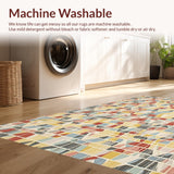 Ultra Soft Area Rug, Non Slip, Stain Resistant, Washable Area Rugs for Living Room, Bedroom, Colorful Geometric Lattice Print Area with Beige Undertones(Yellow)