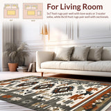 Ultra Soft Area Rug, Non Slip, Stain Resistant, Washable Area Rugs for Living Room, Bedroom, Tribal Earthy Color Fusion(Brown)