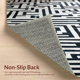 Ultra Soft Area Rug, Non Slip, Stain Resistant, Washable Area Rugs for Living Room, Bedroom, Optical Illusion Rug Stripe Maze Woven Floor Art Carpet(Black)