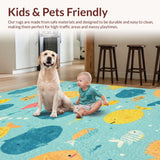 Ultra Soft Area Rug, Non Slip, Stain Resistant, Washable Area Rugs for Living Room, Bedroom, Adorable Sea Animal Area Rug Preschool Classroom Carpet(Blue)