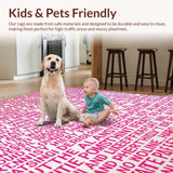Ultra Soft Area Rug, Non Slip, Stain Resistant, Washable Area Rugs for Living Room, Bedroom, Eclectic Soft Pink Quote Decor(Beige)