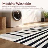 Ultra Soft Area Rug, Non Slip, Stain Resistant, Washable Area Rugs for Living Room, Bedroom, Bold Stripe Symphony Monochrome Rug with Dynamic Geometric Design(Black)