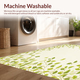 Ultra Soft Area Rug, Non Slip, Stain Resistant, Washable Area Rugs for Living Room, Bedroom, Doormat Elegant Beige Green Leaf Accents(Ivory)