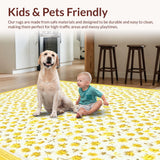 Ultra Soft Area Rug, Non Slip, Stain Resistant, Washable Area Rugs for Living Room, Bedroom, Delicate Petal Accents in Minimalist Style(Yellow)