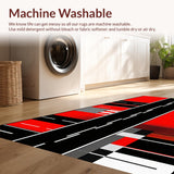 Ultra Soft Area Rug, Non Slip, Stain Resistant, Washable Area Rugs for Living Room, Bedroom, Chic Monochrome Geometric Motif(Red)