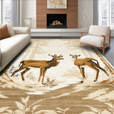 Ultra Soft Area Rug, Non Slip, Stain Resistant, Washable Area Rugs for Living Room, Bedroom, Chic Naturalist Sika Print(Beige)