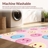 Ultra Soft Area Rug, Non Slip, Stain Resistant, Washable Area Rugs for Living Room, Bedroom, Cheerful Light Blue Motif(Pink)