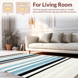 Ultra Soft Area Rug, Non Slip, Stain Resistant, Washable Area Rugs for Living Room, Bedroom, Classic Coastal Cabana Stripe Rug With Reversible Design For Patio Deck(Black)