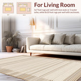 Ultra Soft Area Rug, Non Slip, Stain Resistant, Washable Area Rugs for Living Room, Bedroom, Timeless Subtle Woven Design(Beige)