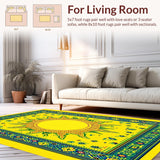 Ultra Soft Area Rug, Non Slip, Stain Resistant, Washable Area Rugs for Living Room, Bedroom, Charming Retro Sunbeam Artwork(Yellow)