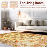 Ultra Soft Area Rug, Non Slip, Stain Resistant, Washable Area Rugs for Living Room, Bedroom, Chic Vintage Tiled Arrangement(Yellow)