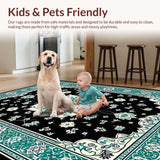 Geometric Black and Teal Motif(Black)