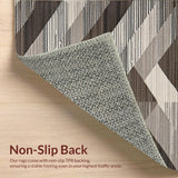 Ultra Soft Area Rug, Non Slip, Stain Resistant, Washable Area Rugs for Living Room, Bedroom, Elegant Earthy Toned Lattice Design(Gray)
