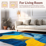 Ultra Soft Area Rug, Non Slip, Stain Resistant, Washable Area Rugs for Living Room, Bedroom, Vibrant Abstract Artistic Fusion(Yellow)