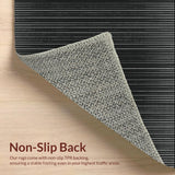 Ultra Soft Area Rug, Non Slip, Stain Resistant, Washable Area Rugs for Living Room, Bedroom, Elegant Contrast Banded Rug with Alternating Linear Pattern(Black)