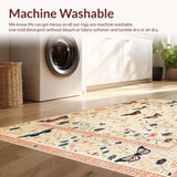 Ultra Soft Area Rug, Non Slip, Stain Resistant, Washable Area Rugs for Living Room, Bedroom, Boho Beige Moth and Butterfly Floral for(Ivory)