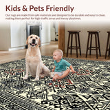 Ultra Soft Area Rug, Non Slip, Stain Resistant, Washable Area Rugs for Living Room, Bedroom, Vibrant Contrast Medallion Style(Black)