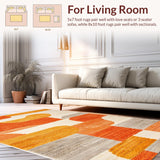 Ultra Soft Area Rug, Non Slip, Stain Resistant, Washable Area Rugs for Living Room, Bedroom, Abstract Half Moon Boho Bedroom Non Slip Rug(Orange)