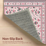 Ultra Soft Area Rug, Non Slip, Stain Resistant, Washable Area Rugs for Living Room, Bedroom, Elegant Distressed Petal Arrangement(Pink)