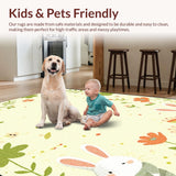 Ultra Soft Area Rug, Non Slip, Stain Resistant, Washable Area Rugs for Living Room, Bedroom, Charming Rabbit Floral Arrangement(Beige)