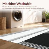Ultra Soft Area Rug, Non Slip, Stain Resistant, Washable Area Rugs for Living Room, Bedroom, Coastal Charm: Contemporary Black & White Striped Indoor Outdoor Rug(Black)
