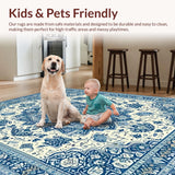 Ultra Soft Area Rug, Non Slip, Stain Resistant, Washable Area Rugs for Living Room, Bedroom, Elegant Transitional Abstract Pattern(Blue)