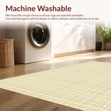 Ultra Soft Area Rug, Non Slip, Stain Resistant, Washable Area Rugs for Living Room, Bedroom, Beige Checkered Modern Farmhouse Plaid Grid Area(Beige)