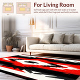 Ultra Soft Area Rug, Non Slip, Stain Resistant, Washable Area Rugs for Living Room, Bedroom, Modern Tribal Geometric Entryway Non-Shedding Carpet(Red)