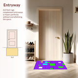 Ultra Soft Area Rug, Non Slip, Stain Resistant, Washable Area Rugs for Living Room, Bedroom, Vibrant Educational Tiled Design(Purple)