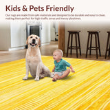Ultra Soft Area Rug, Non Slip, Stain Resistant, Washable Area Rugs for Living Room, Bedroom, Cozy Warm Yellow Motif(Yellow)
