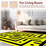 Ultra Soft Area Rug, Non Slip, Stain Resistant, Washable Area Rugs for Living Room, Bedroom, Dynamic Black and White Geometric Illusion(Yellow)