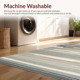 Ultra Soft Area Rug, Non Slip, Stain Resistant, Washable Area Rugs for Living Room, Bedroom, Timeless Elegant Textured Lines(Beige)