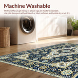 Ultra Soft Area Rug, Non Slip, Stain Resistant, Washable Area Rugs for Living Room, Bedroom, Sky Blue Elegant Patterned Motif(Blue)