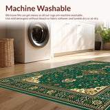 Ultra Soft Area Rug, Non Slip, Stain Resistant, Washable Area Rugs for Living Room, Bedroom, Rustic Tiled Aesthetic in Earth Tones(Green)