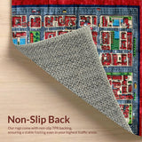 Ultra Soft Area Rug, Non Slip, Stain Resistant, Washable Area Rugs for Living Room, Bedroom, Colorful Cityscape Educational Rug(Red)