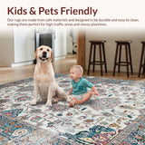 Ultra Soft Area Rug, Non Slip, Stain Resistant, Washable Area Rugs for Living Room, Bedroom, Cozy Warm Medallion Pattern(White)