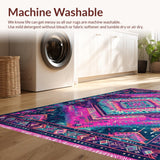 Ultra Soft Area Rug, Non Slip, Stain Resistant, Washable Area Rugs for Living Room, Bedroom, Vibrant Geometric Boho Aesthetic(Pink)