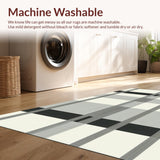 Ultra Soft Area Rug, Non Slip, Stain Resistant, Washable Area Rugs for Living Room, Bedroom, Minimalist Nordic Rug with Alternating Ebony and Ivory Stripe Design(Black)