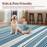 Ultra Soft Area Rug, Non Slip, Stain Resistant, Washable Area Rugs for Living Room, Bedroom, Rustic Textured Ivory Patterns(Blue)