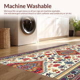 Ultra Soft Area Rug, Non Slip, Stain Resistant, Washable Area Rugs for Living Room, Bedroom, Boho Cream Multi High Traffic Living Room Rug(White)