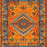 Ultra Soft Area Rug, Non Slip, Stain Resistant, Washable Area Rugs for Living Room, Bedroom, Trendy Bright Floral Geometry(Orange)