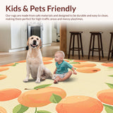 Ultra Soft Area Rug, Non Slip, Stain Resistant, Washable Area Rugs for Living Room, Bedroom, Whimsical Tropical Patterned Delight(Orange)