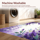 Ultra Soft Area Rug, Non Slip, Stain Resistant, Washable Area Rugs for Living Room, Bedroom, Lavender Pastel Botanical Aesthetic(Purple)